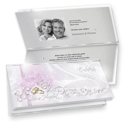 Text 5 Einladungskarten Zur Silberhochzeit Silbernen Hochzeit Mit Umschlag