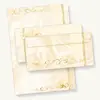 Briefpapier Hochzeit creme (25 Sets inkl. Kuverts) beidseitig bedrucktes A4 Schreib-Papier inkl. Umschläge, für Einladungen