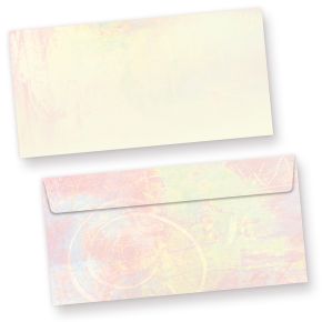 Briefumschläge Pastell (50 Stück) DIN lang Umschlag farbig bunt, beidseitig mit pastellfarbenem Motiv
