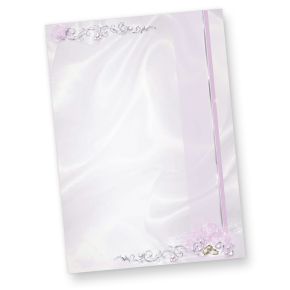 Briefpapier Hochzeit silbergrau (50 Stück) beidseitig bedrucktes A4 Schreib-Papier, z.B. für Einladungen , Kirchen-Hefte, Hochzeits-Zeitung