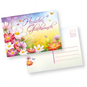 Postkarten Herzlichen Glückwunsch (25 Stück) schöne Glückwunschkarten Geburtstagskarten mit Blumen