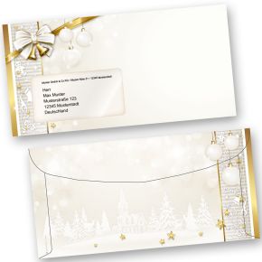 Kuvertierhüllen Weihnachten GOLDEN ROYAL (50 Stück mit Fenster) Briefumschläge zum automatisierten Kuvertieren - Kuvertierumschläge