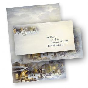 Briefpapier Weihnachten Winter Aquarell 10 Sets A4 Weihnachtsbriefpapier mit Umschläge ohne Fenster