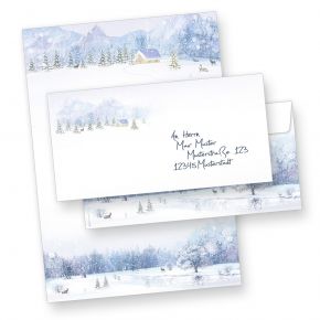 20 Kuverts Weihnachtssterne auf lila Set Motivpapier Briefpapier 20 Blatt A4 