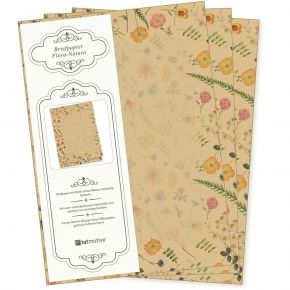 Flora-Natura Briefpapier Set Vintage Blumen 100 Sets DIN A4 90 g/qm inkl florale Briefumschläge nachhaltig gedruckt