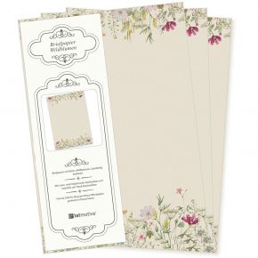 Wildblumen Briefpapier 20 Blatt Papier DIN A4 beidseitig floral Natur nachhaltig für Frauen Schreibpapier Erwachsene
