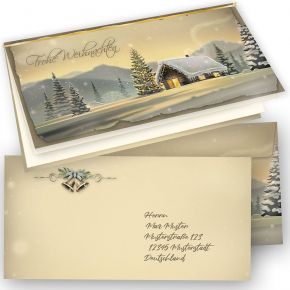 Glöcknerhütte Weihnachtskarten Set (10 Sets) Klappkarten DiN lang, mit Umschlag und Einlegeblätter bedruckbar