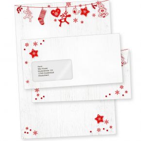 Julfest 10 Sets Weihnachtsbriefpapier mit Fensterumschlag, Briefpapier Weihnachten A4  mit Umschlag mit Fenster nordisch schwedisch