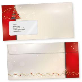 Avantgarde 100 Stück Weihnachtsbriefumschläge Din lang mit Fenster Briefumschläge Weihnachten mit Fensterumschlag