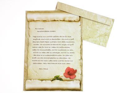 Liebesbotschaft auf Briefpapier Marmor Rose