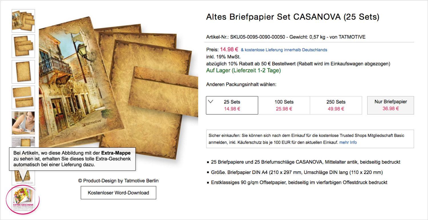 Extra-Briefpapier-Mappe
